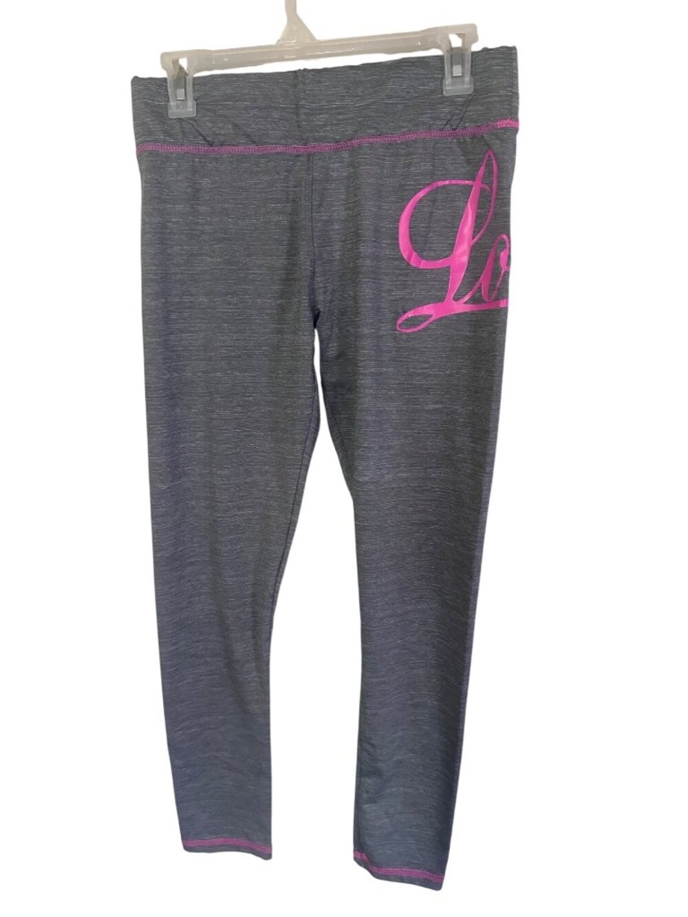 Bobbie Brooks gray and pink Love leggings size L